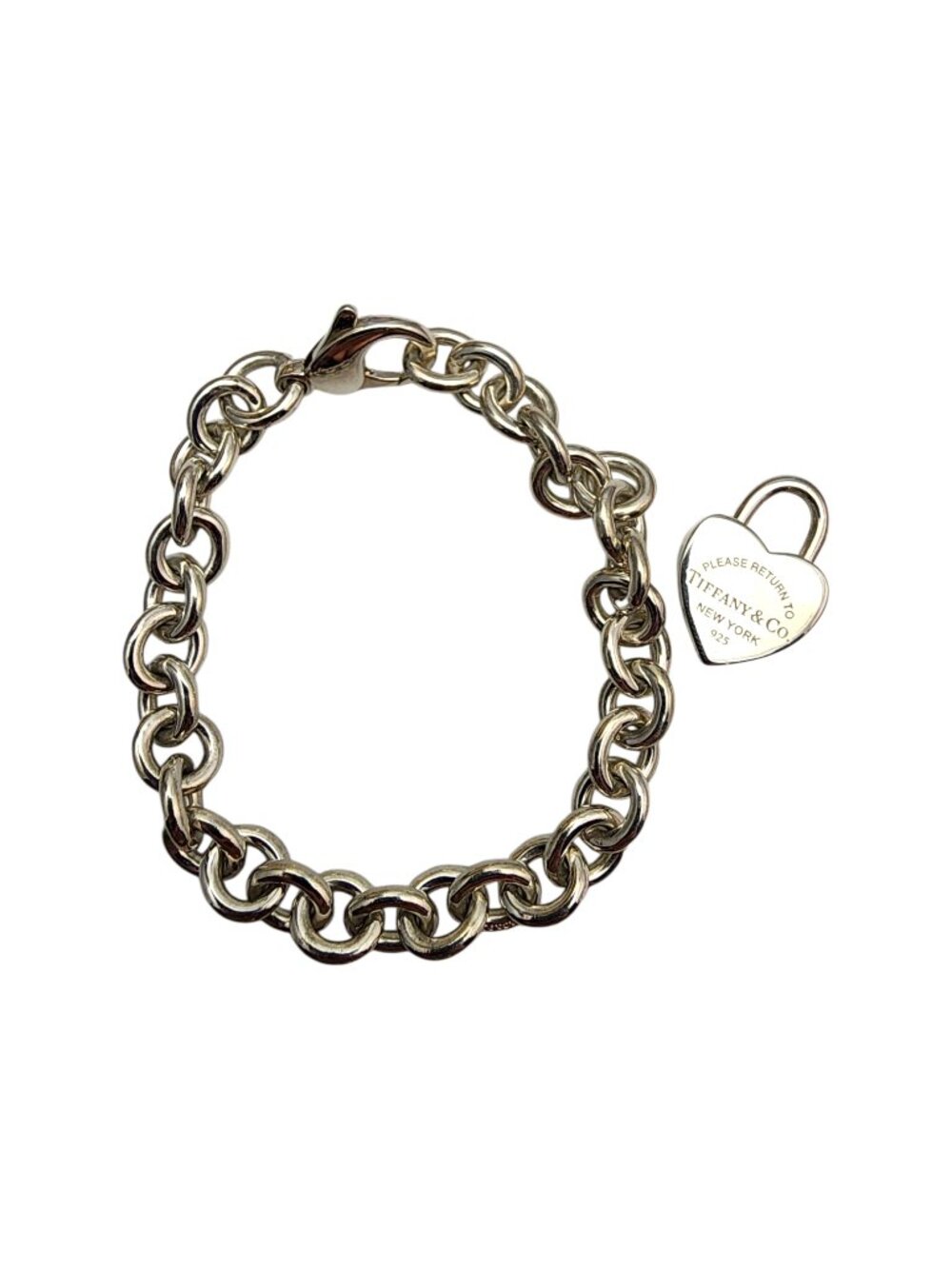 Tiffany & Co. Sterling Return to Tiffany Heart Padlock Charm Bracelet #25377